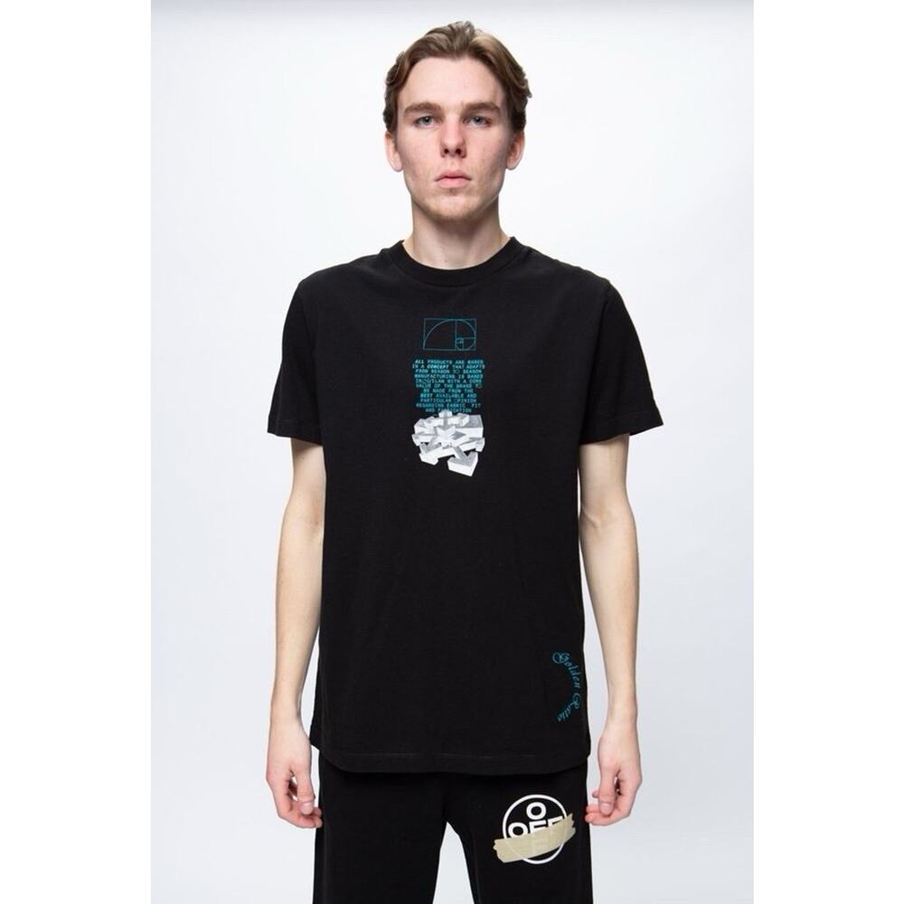 OFF-WHITE Slim Fit Dripping Arrows Golden Ratio T-shirt Black/White Size L